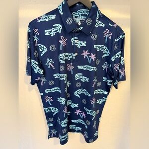 Chubbies Navy Polo with Tropical neon Pattern